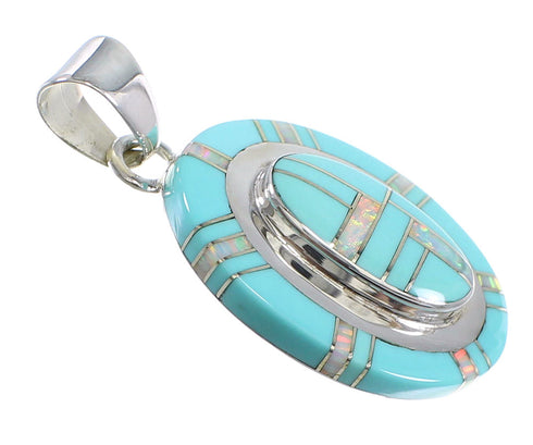 Turquoise And Opal Genuine Sterling Silver Pendant Southwestern Jewelry VX54833